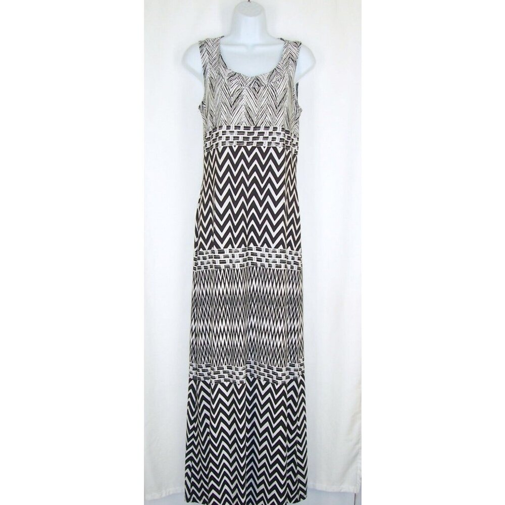 Chicos Maxi Dress 0 S Chevron Black WhiteSleeveless Tank
